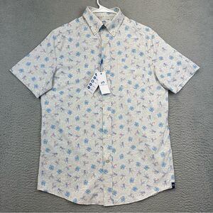 Southern Tide Shirt Mens Small‎ Gray Fish Lure Print Stretch Hiking Outdoor NEW